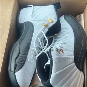 Jordan White and Black Sneakers with Gold Accents